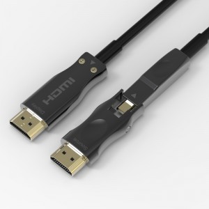 Αποσπώμενο οπτικό καλώδιο Υποστήριξη καλωδίου HDMI 4K 60Hz 18Gbps υψηλής ταχύτητας, με Dual Micro HDMI και βασικές υποδοχές HDMI